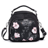 LaRechor Convertible Womens Girls Small Cross Body Shoulder Bag Tote Bag Handbag Mini Backpack with Pockets (Flowers with Butterfly)